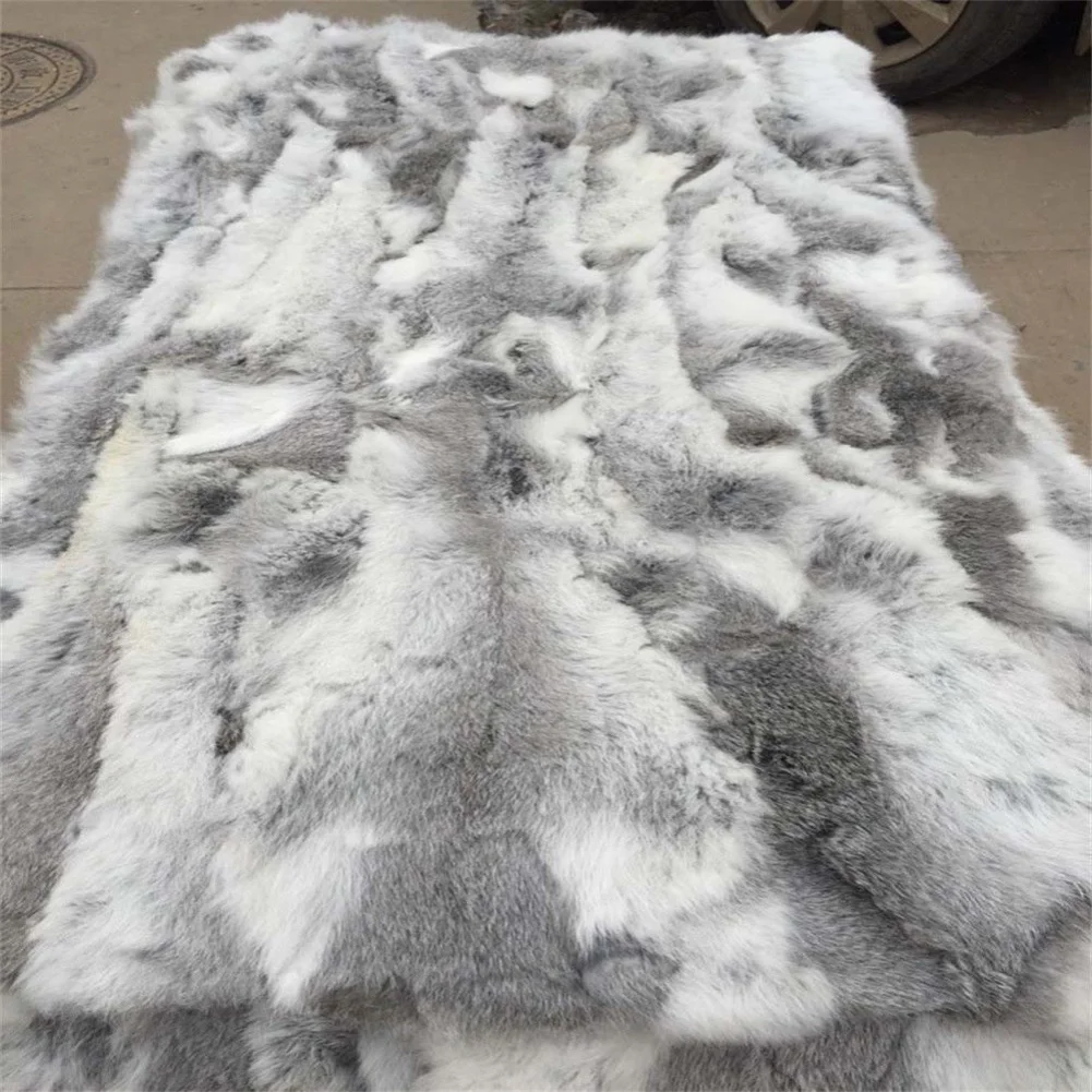 

Genuine Rabbit Fur Plate, Patchwork Fur Blanket, DIY Fabric Material for Parka Lining, Bedroom Rugs, 110x55cm