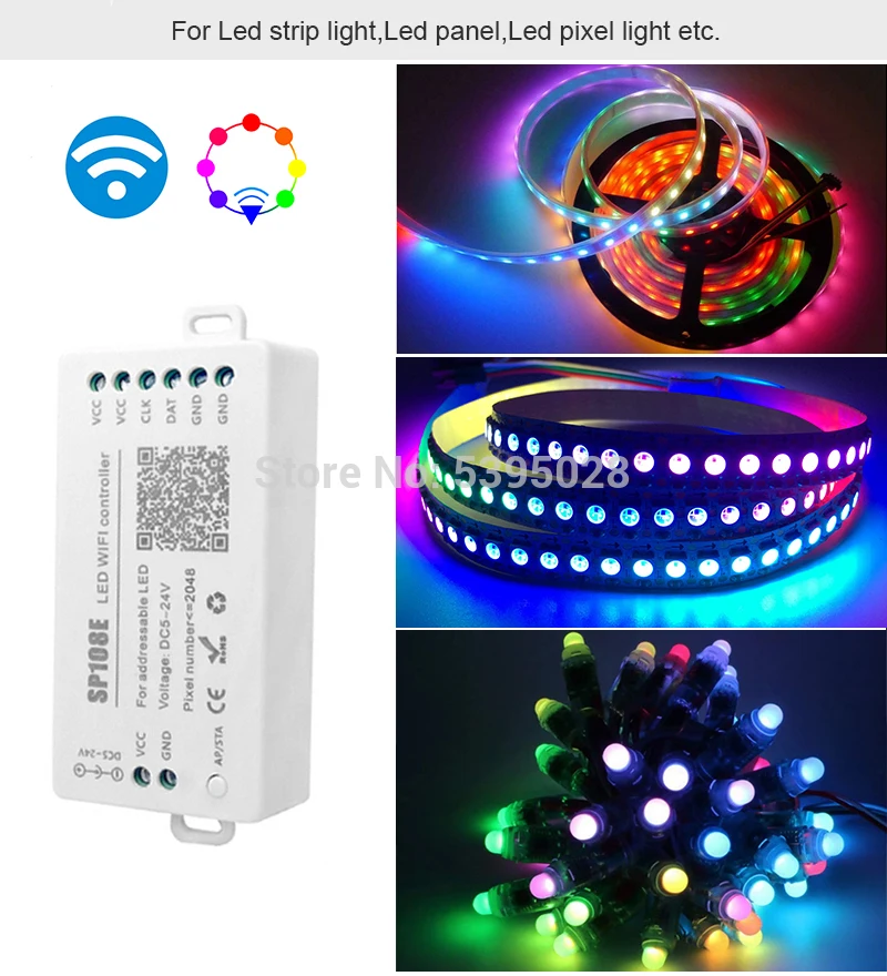Wi Fi APP контроллер SP108E обычно используется в WS2812BWS2811SK6812 DMX512 светодиодная полоса