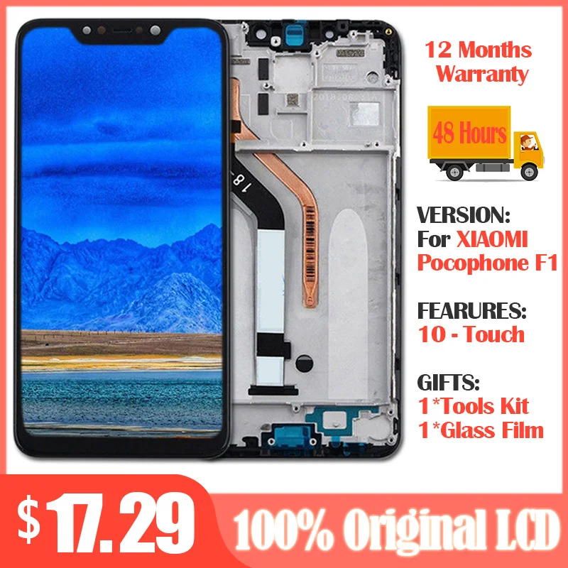 100% Оригинальный ЖК дисплей для Xiaomi Pocophone F1 + дигитайзер сенсорного экрана в сборе