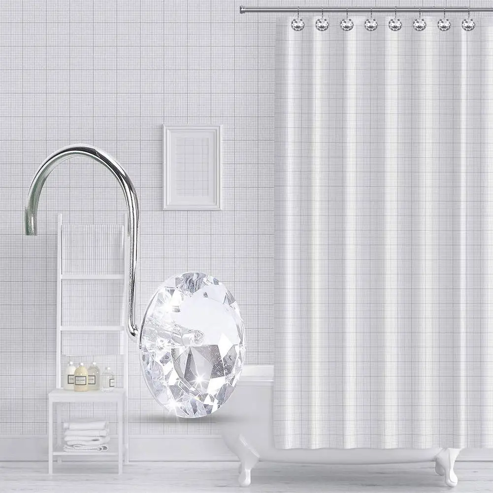 

12Pcs Diamond Iron Polished Durable Acrylic Round Bling Rhinestone Shower Curtain Hooks Curtains Glide Rings Bathroom Accessori