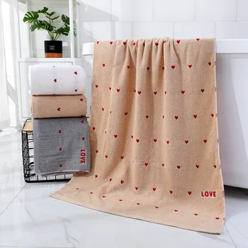 

Love Bath Towel Strong Absorption Bathrobe Cotton Head Wrap Quick Dry FaceTowel Household Hand Towel Set Beach Towel
