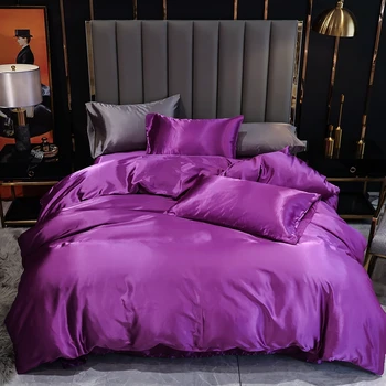 

3pcs Luxury Winter Silk Satin Bed Linen Set For Home Bedding Set Cover 2 Set King Queen Bed Quilt Linens Pillowcase Cover Duvet