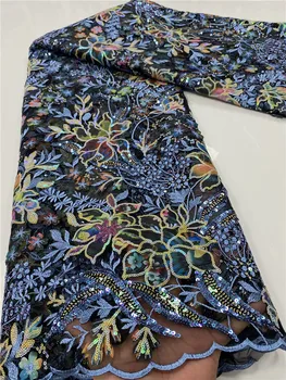 

NIAI High Quality 2020 Latest 3D Big Flowers French Lace Tulle Net Fabric African Lace Embroidery Wedding Fabric X3447B-1