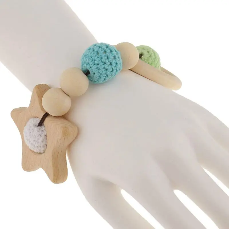 price reduction  1 pc wooden wooden teething rings cute toy rattle toy baby teething accessories - multicolored - st