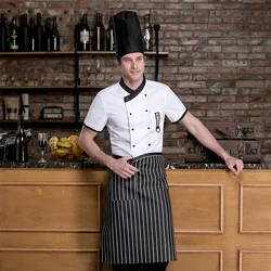 Wholesale Unisex Restaurant Uniform Bakery Food Service Short Sleeve Breathable Double Breasted New Chef Uniform Cooking Clothes