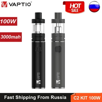 

Electronic Cigarette Vaptio C2 Starter Kit 100W output 0.25 ohm coils 3000mAh big battery capacity huge storm vapor kit