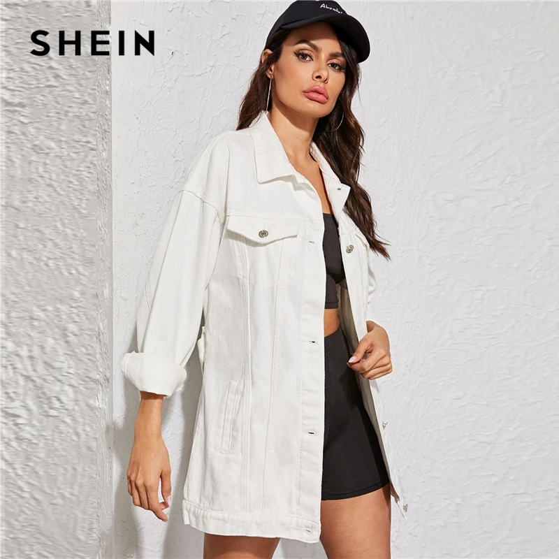 white longline denim jacket