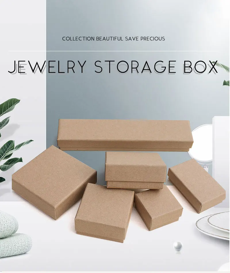 60 шт./лот, коробка из крафт-бумаги для ювелирных изделий, подарочные коробки, квадратный органайзер для ювелирных изделий, коробка для помолвки, кольцо для сережек 7x7x3 см
