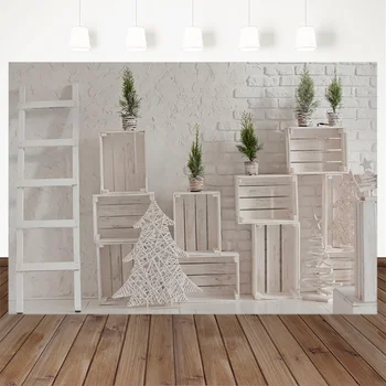 

Christmas Backdrop Vinyl Photography Background Christmas Tree Wood Stair Children Backdrops for Photo Studio ZR-212