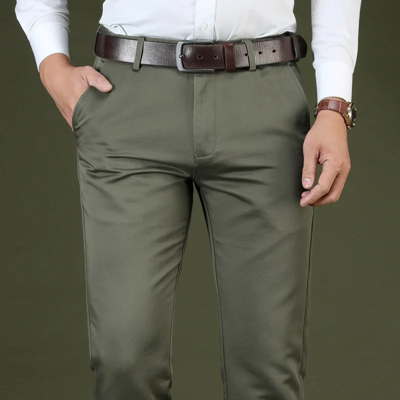 Army green MRMT брендовые Толстые мужские брюки свободные брюки среднего возраста для мужчин повседневные эластичные длинные брюки из тенселя - Цвет: Army green
