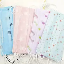 10 шт 10 шт одноразовая Пылезащитная маска для рта с милым мультяшным цветочным принтом, 3 слоя нетканого материала, хирургическая медицинская Ушная петля для рта