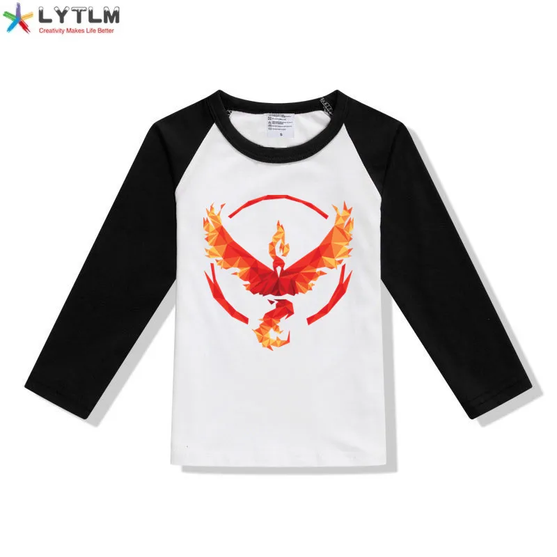 LYTLM футболка «Pokemon Go» для маленьких мальчиков и девочек, Garcon TEAM VALOR, Детские рубашки для мальчиков, модельная футболка для маленьких девочек, футболка с длинными рукавами для девочек - Цвет: CX Raglan Black