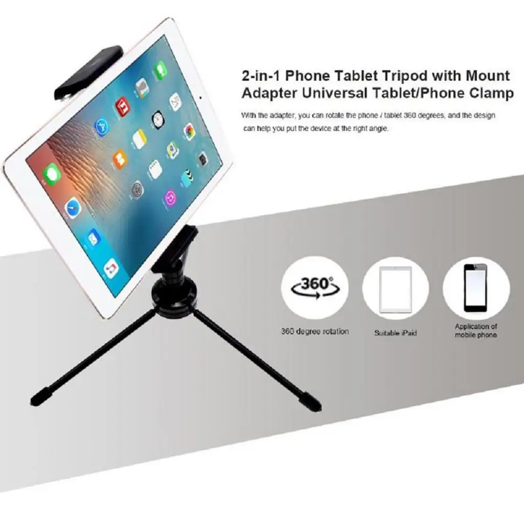 Universal Desk Camera Tripod for DSLR Camera Camcorder Phone Handheld Stabilizer Gimbal Tablet etc Holder Clip Mount Adapter