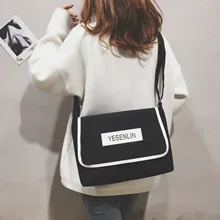 Foreign Trade Canvas Handbag Wholesale Women's Casual Korean-style Single-shoulder Crossbody Bag Lettered Schoolbag Manufacturer