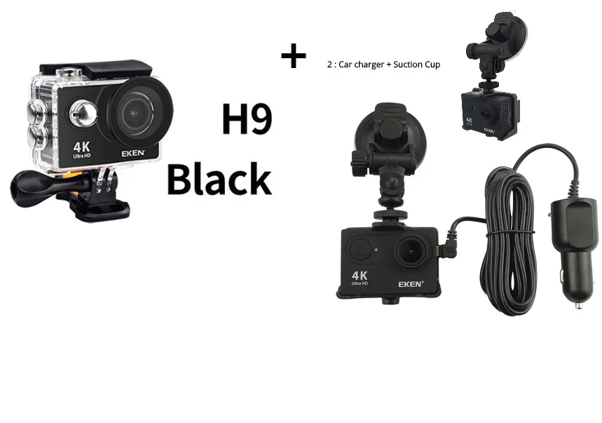 Оригинальная Экшн-камера eken H9 H9R Ultra HD 4K 25fps 1080P 60fps WiFi 2 170D Go Mini для подводного плавания Водонепроницаемая профессиональная спортивная камера на шлем - Цвет: H9 black and Car p