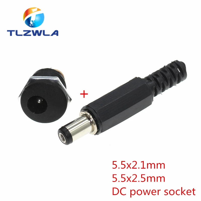 Precio reducido 10 Uds DC-022 12V 3A de plástico macho enchufes + hembra enchufe de montaje de Panel Jack * 5,5*2,1mm conector de alimentación DC suministros eléctricos 5.5x2 5 w5K7q3Glq