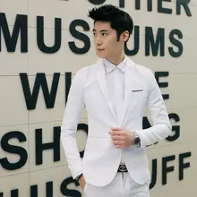 Брендовая одежда блейзер для мужчин на одной пуговице мужской однотонный приталенный костюм мужской костюм куртки Мужской Блейзер Размер M-2XL