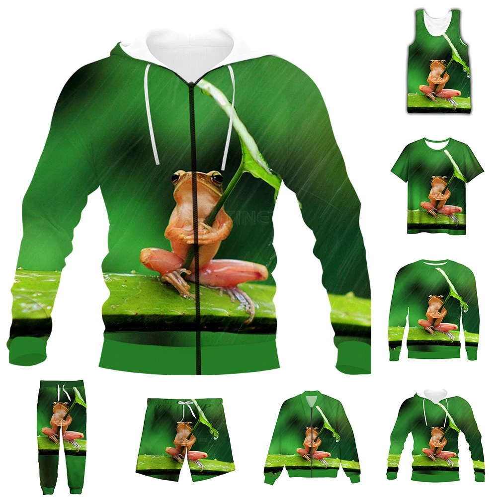 

New Fashion 3D Full Print Animal Frog T-shirt/Sweatshirt/Zip Hoodies/Thin Jacket/Pants Four Seasons Casual Suit V27