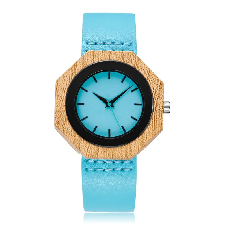 

Men Watch Simple Imitation Bamboo Wood Watch Royal Blue Chic Black Quartz Watches Male Clock Genuine Leather Wood Reloj Male