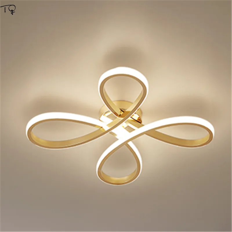 

Northern European Gold Lustre Art Line Modern Acrylic Led Ceiling with Remote Control Living Room Study Bedroom Store Lanterns