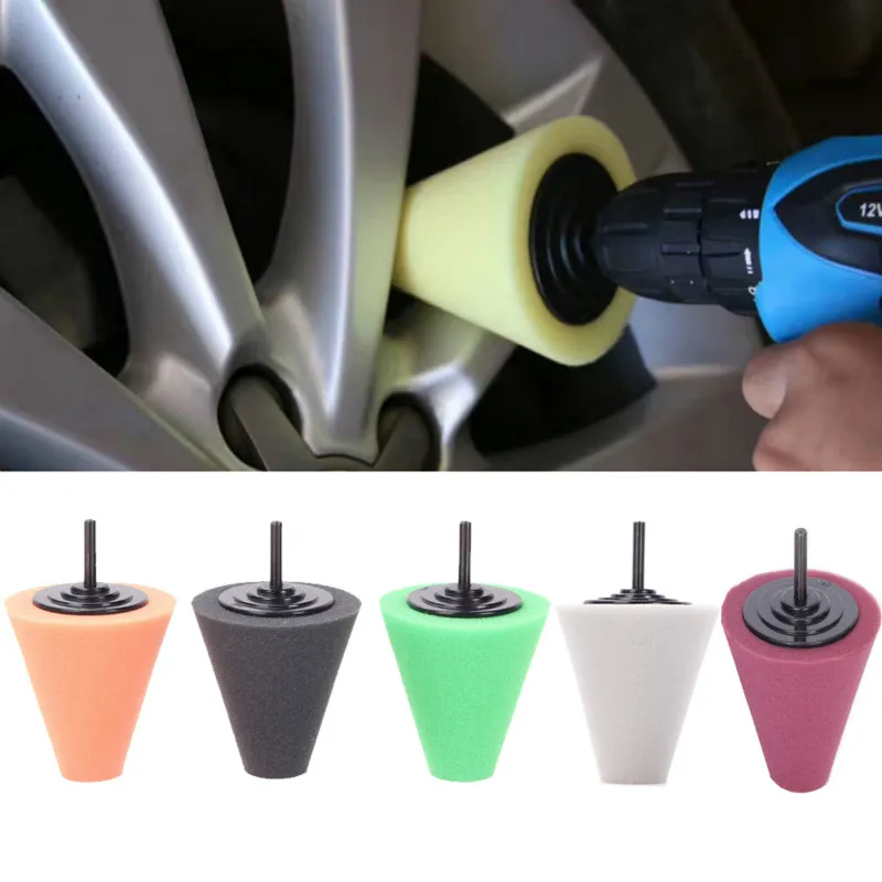 WEISY 5PCS Cone-shaped Sponge Tools Foam Multi-functional Pad Polishing Wax Polishing Pad Tool for Car Care 
