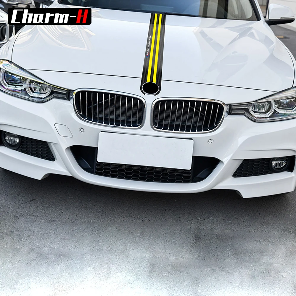 Car Styling 5D Carbon Fiber Car Hood Bonnet Sticker Decals M Performance Decor For BMW e90 e46 e39 e60 f30 f10 f15 f16 X5 x6 X3