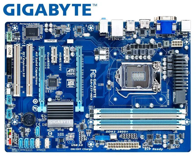Оригинальная материнская плата Gigabyte DDR3 LGA 1155 USB2.0 USB3.0 32 ГБ SATA III Z77 б/у Настольная