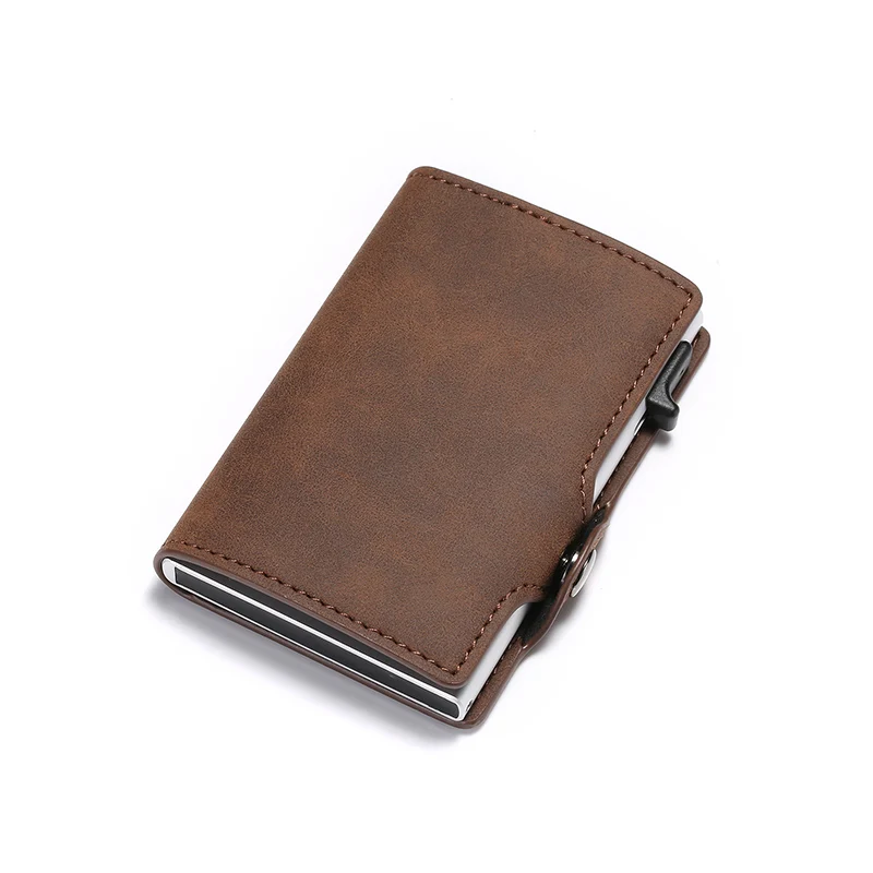 Мужской кожаный бумажник для Карт Rfid, тонкий кошелек, сумка для денег, короткий кошелек, маленький, винтажный, на заказ, волшебный кошелек, мужской кошелек, Walet Wallete - Цвет: coffee
