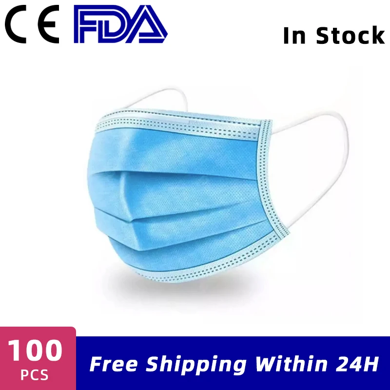 

100PCS Anti-Pollution 3 Layers Mask Anti-dust Protection Face Masks Disposable Anti-fog Safety Mask Proof Flu Earloop Face Mask