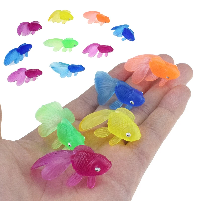 10pcs/lot Colorful Simulation Goldfish Model Soft Rubber Gold Fish