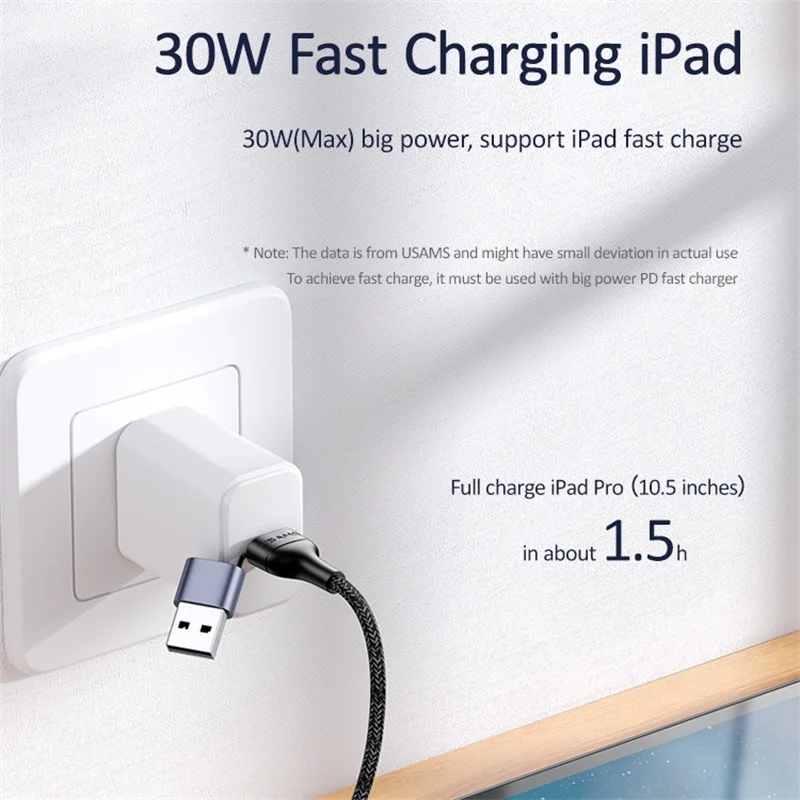 USAMS 2 в 1 для usb c к Lightning зарядный кабель для iPhone xs max xr 8 7 6 5 11 ipad pro macbook быстрое зарядное устройство pd кабель 60 Вт 3A