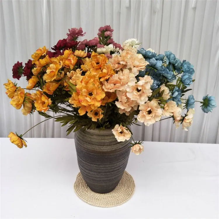 10Pcs Fake Short Stem Hibiscus 26.77" Length Simulation Hibiscuses Flowers for Wedding Home Decorative Artificial Flo