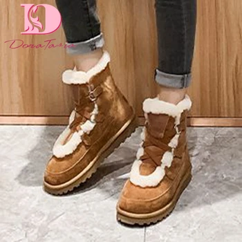 

DoraTasia New Fashion Ladies Winter Snow Boots Round Toe Flat With Plush Boots Women 2020 Outdoor Casual Warm Fur Shoes Woman