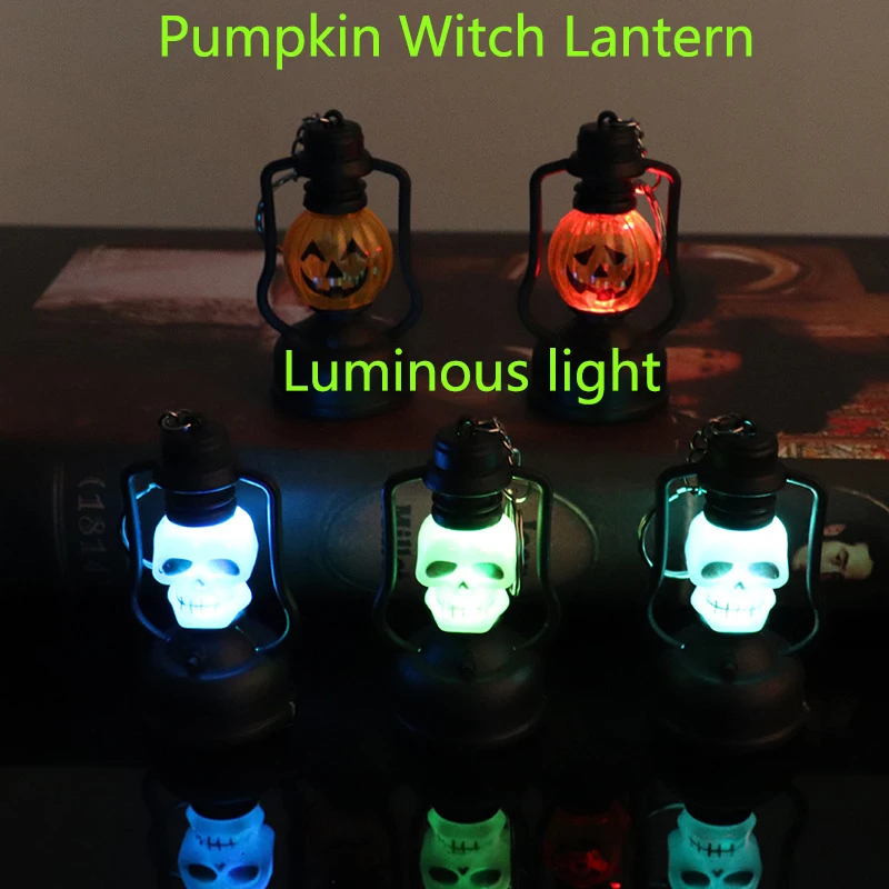 8x4cm Halloween Desktop Decoration Props Pumpkin Skeleton Head Lantern Witch Light Mall Scene Arrangement Supplies