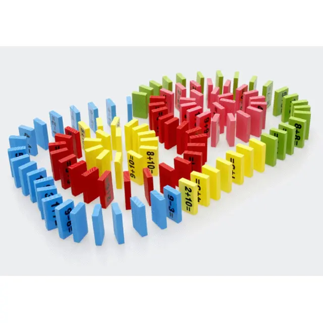  US $12.78  110pcs Montessori Educational Toy Wooden Math Toys for Children Domino 3-4-5-6-7-8 Years Old Game F