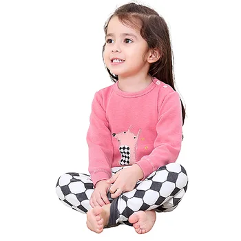 

nanjiren Baby suit boys and girls plus velvet thermal underwear pajamas set gold velvet baby to keep warm