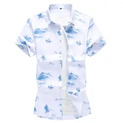 2019New Мода Бизнес дела мужские рубашки цветочный дизайн большой код мужская деловая рубашка с коротким рукавом культивировать себя досуг