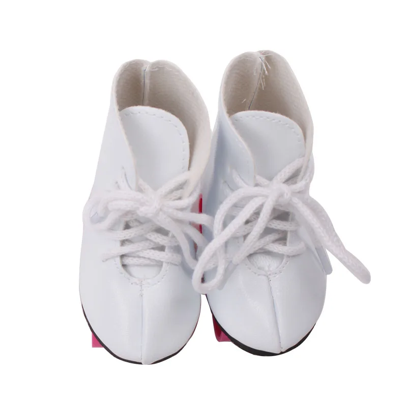18 дюймовая кукольная обувь для девочек, роликовые коньки, полиуретановые американские колеса для новорожденных, детские игрушки, подходят для 43 см, детские куклы s128 - Цвет: Белый