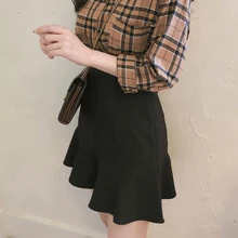 Новинка Весна Осень Корейская версия Высокая Талия Короткие рыбий хвост юбки женские yy218