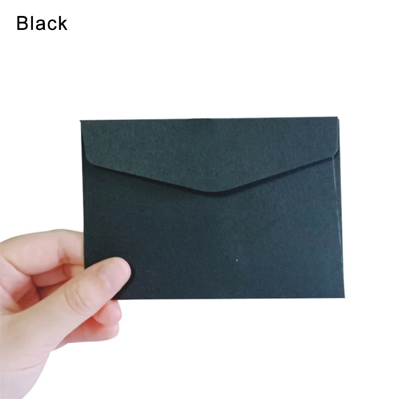 10 шт. мини-конверты ярких цветов DIY Многофункциональный бумажный конверт для письма бумажная открытка школьный крафт-материал портативный - Цвет: Черный
