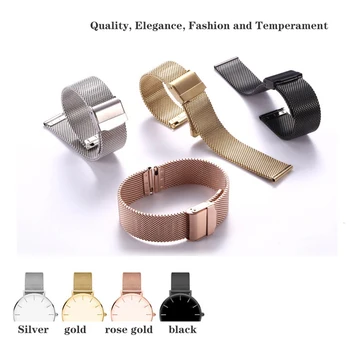 

16mm 18mm 20mm 22mm Universal Milanese Watchband Quick Release Watch Band Mesh Stainless Steel Strap Wrist Belt Bracelet Black