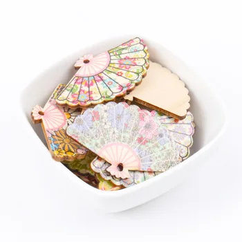 

Natural Wood Fan Pattern Wooden Scrapbooking Craft For Embellishments Handmade DIY Handicraft Home Decoration 30x48mm 10pcs