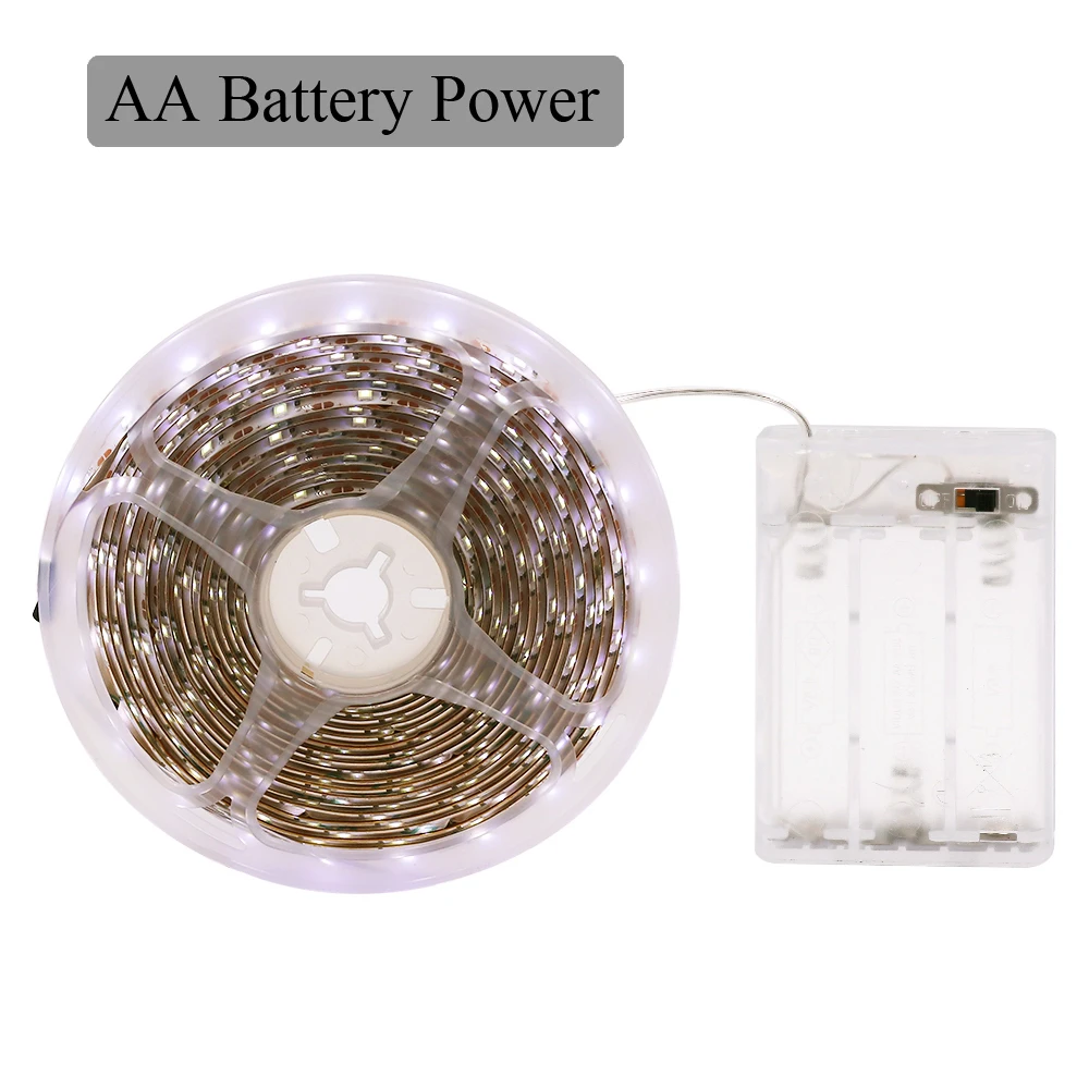 Bande lumineuse LED alimentée par pile 3AA, ruban d'éclairage flexible,  rétroéclairage blanc chaud, SMD2835, 50cm, 1m, 2m, 3m, 4m, 5m - AliExpress