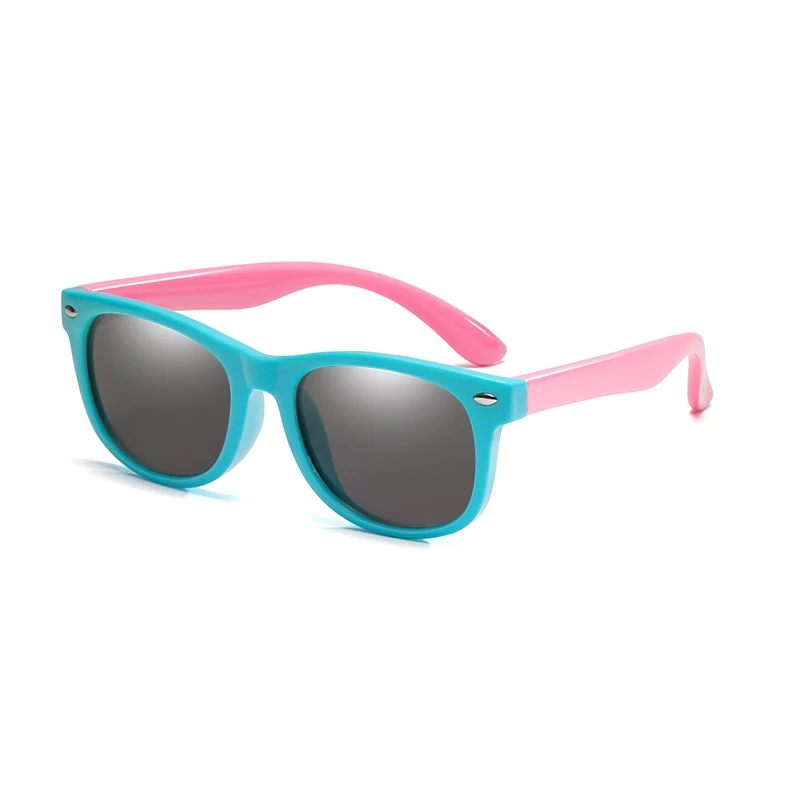 Light Blue Pink Гибкие поляризованные детские солнцезащитные очки, детские черные солнцезащитные очки для маленьких девочек и мальчиков, солнцезащитные очки, очки, От 2 до 11 лет, детские очки - Цвет линз: Light Blue Pink