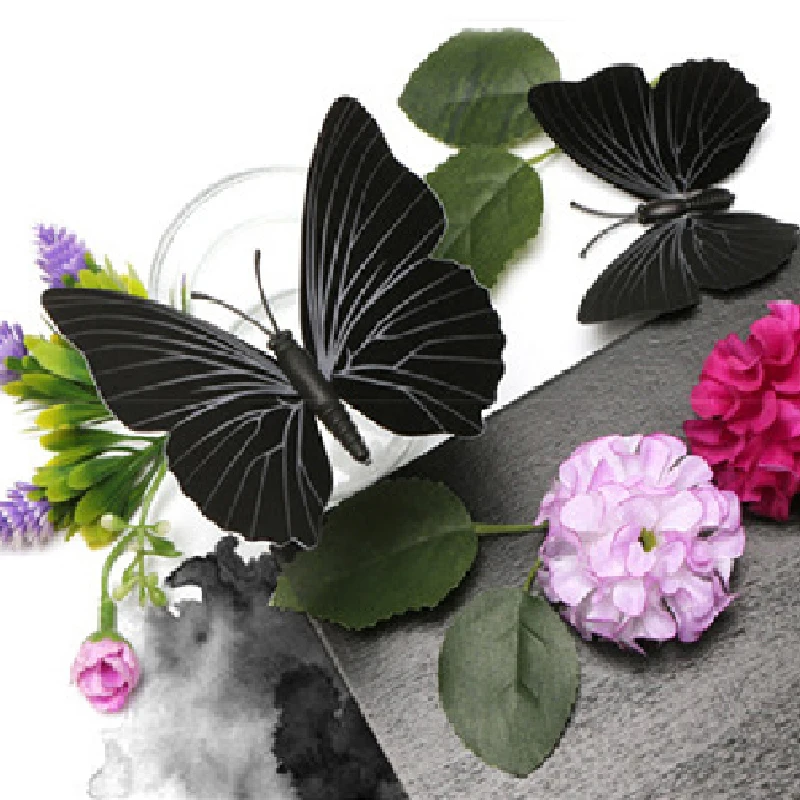 12pcs/Set Black Butterflies Wall Sticker Beautiful Beautiful Butterfly Sticker With Pin for Kid Room Wall Decals Home Decoration 6