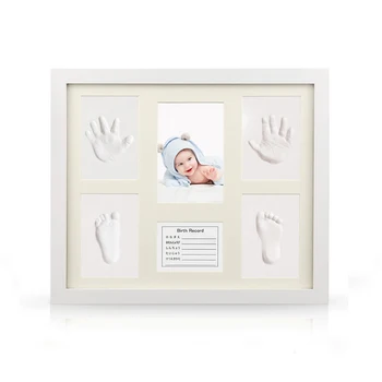 

Family Wooden Desk Decoration Tool Baby Footprint Kit Eco Friendly Crafts Handprint Gift Non-toxic DIY Memory Home Photo Frame