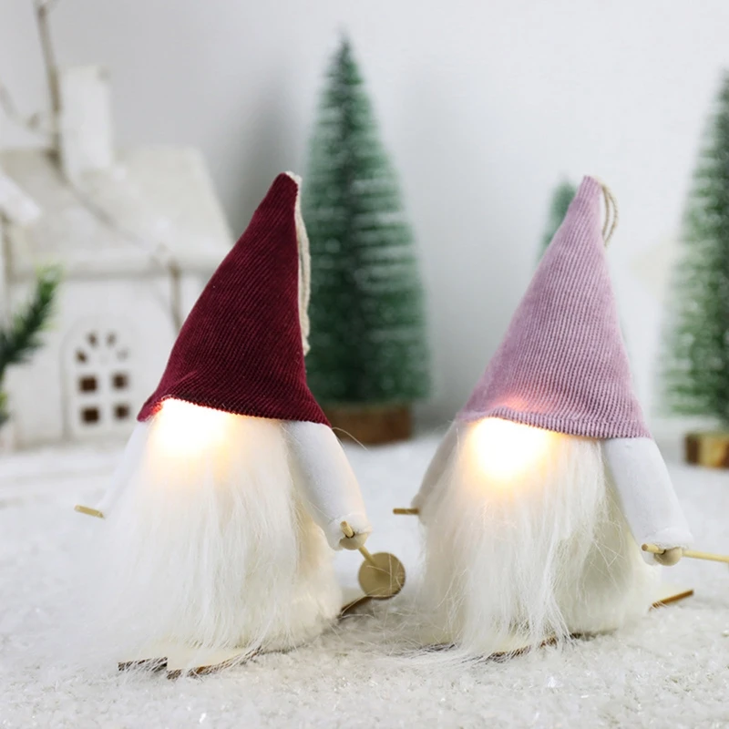 Рождественская плюшевая кукла Tomte Gnome со светодиодной подсветкой для носа