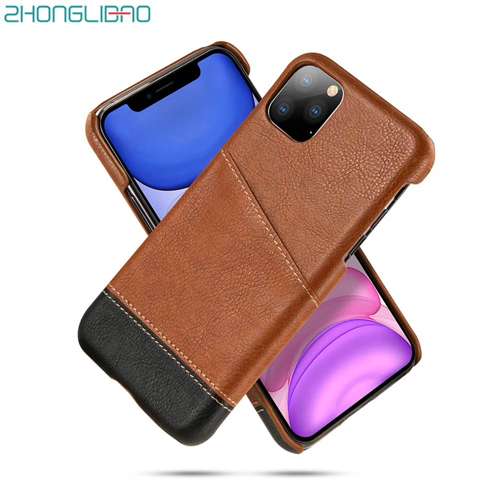 

For IPhone 11 Litchi Leather Credit Card Holder Wallet Case for Iphone 11 Pro Max Luxury Slim Hard Back Cover for Iphone 11 Pro