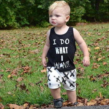 

Summer 2019 Toddler Newborn Baby Boy 2Pcs Outfit Sleeveless T-shirt Tops+ Shorts Cotton Baby Boys Clothes Set 0-24M