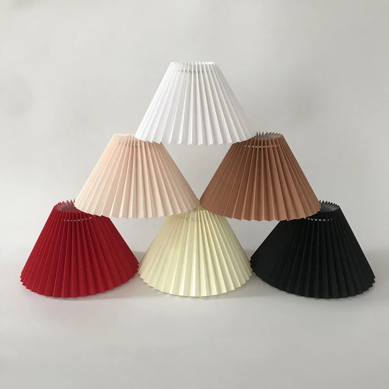 New Pleats Lampshade for Table Lamp Standing Floor Lamps Korean Style Pleated Lampshade Cute Desk Lamp Shade Bedroom Lamps E27